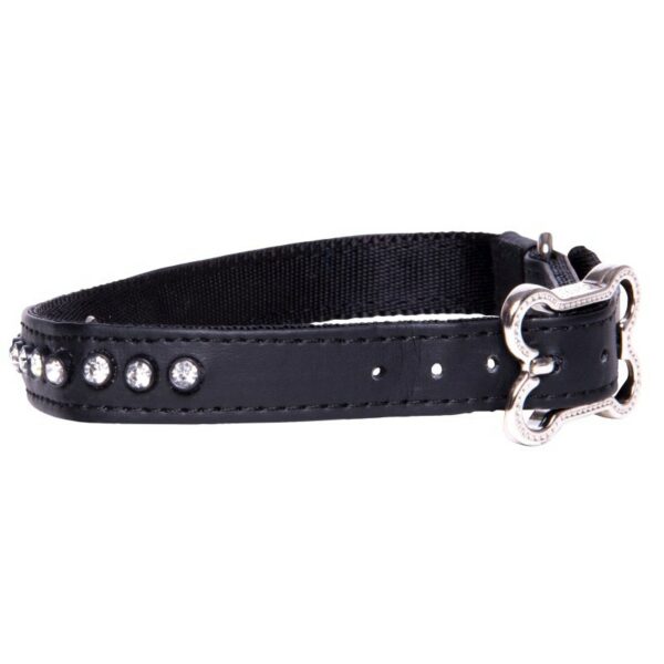 Rogz Lapz 16mm Medium Luna Pin Buckle Dog Collar, Black
