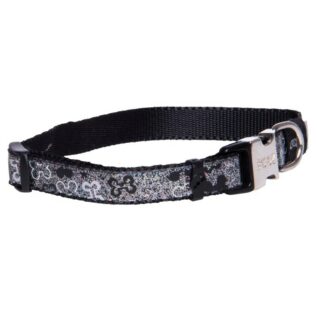 Rogz Lapz 13mm Small Trendy Side Release Dog Collar, Black Bones
