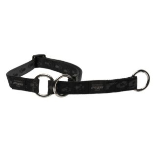 Rogz Alpinist Medium 16mm Matterhorn Web Half-Check Dog Collar, Black Rogz Design