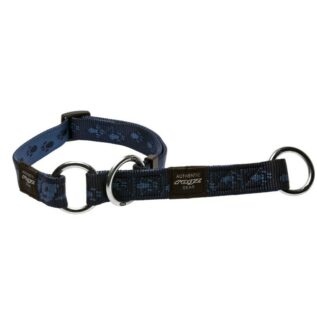 Rogz Alpinist Medium 16mm Matterhorn Web Half-Check Dog Collar, Blue Rogz Design