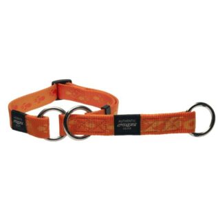 Rogz Alpinist Medium 16mm Matterhorn Web Half-Check Dog Collar, Orange Rogz Design