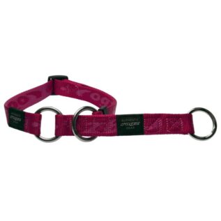 Rogz Alpinist Medium 16mm Matterhorn Web Half-Check Dog Collar, Pink Rogz Design