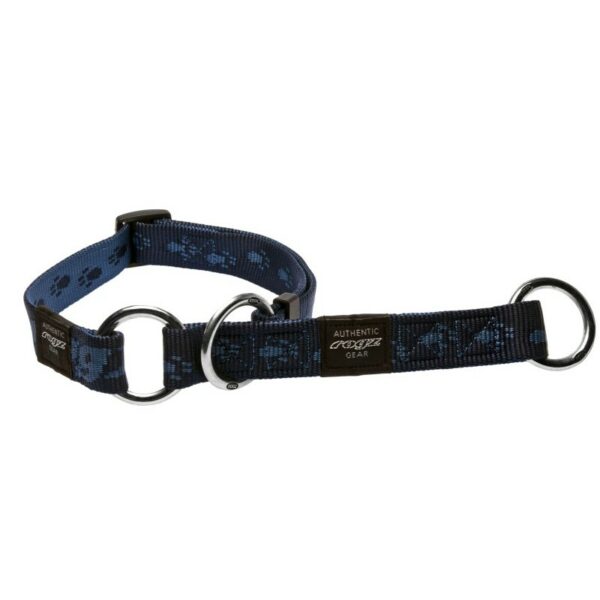 Rogz Alpinist Large 20mm K2 Web Half-Check Dog Collar, Blue Rogz Design