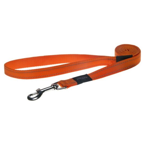 Rogz Utility Large 20mm Fanbelt Fixed Dog Lead, Orange Reflective