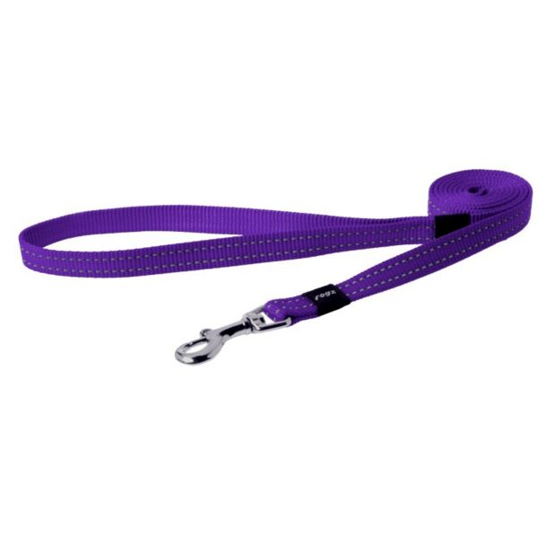 Rogz Utility Medium 16mm Snake Fixed Dog Lead, Purple Reflective