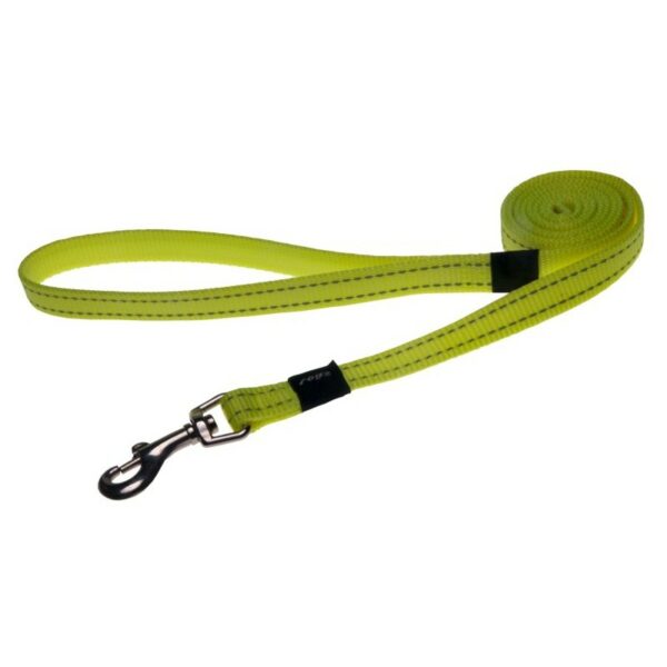 Rogz Utility Medium 16mm Snake Fixed Dog Lead, Dayglo Yellow Reflective