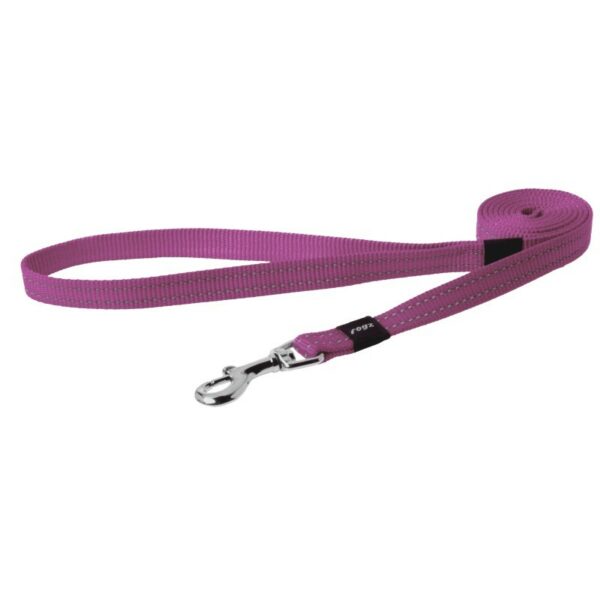 Rogz Utility Medium 16mm Snake Fixed Dog Lead, Pink Reflective