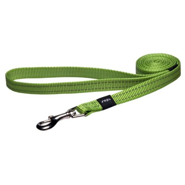 Rogz Utility Medium 16mm Snake Fixed Dog Lead, Lime Reflective