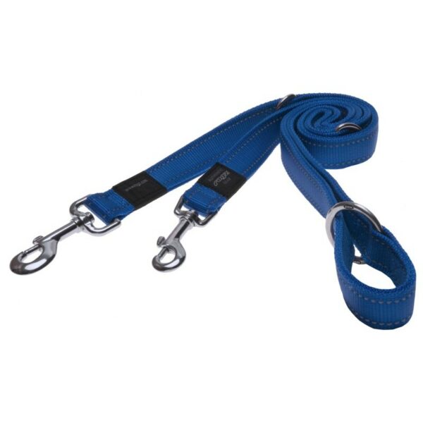 Rogz Utility Large 20mm Fanbelt Multi-Purpose Dog Lead, Blue Reflective