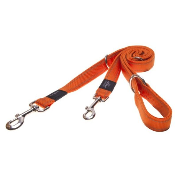 Rogz Utility Large 20mm Fanbelt Multi-Purpose Dog Lead, Orange Reflective