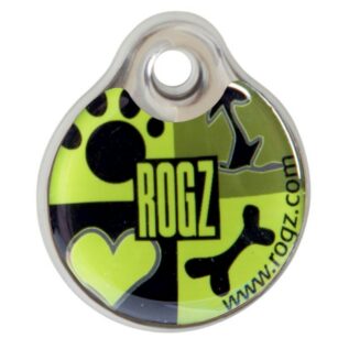 Rogz ID Tagz Small 27mm Self-Customisable, Instant Resin Tag, Lime Juice Design