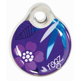 Rogz ID Tagz Small 27mm Self-Customisable, Instant Resin Tag, Purple Forest Design