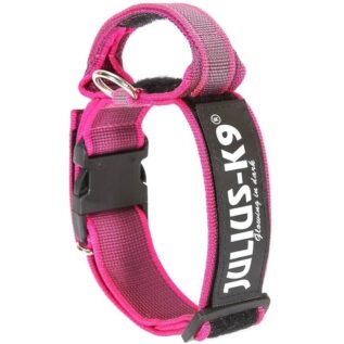 Julius-K9 Pink Large 40mm Dog Collar with Handle