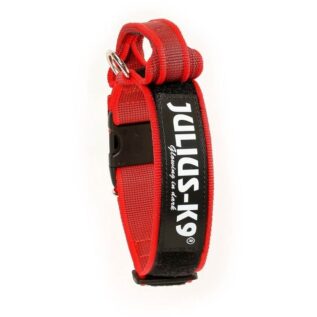 Julius-K9 Red Large 40mm Dog Collar with Handle