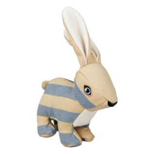 Kong Ballistic Squeak and Rattle Grey Striped Woodland Rabbit Plush Toy, Medium/Large