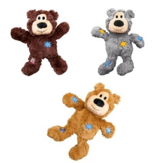 Kong Wild Knots Bear Plush Toy, Extra Small, available in dark brown, grey or caramel
