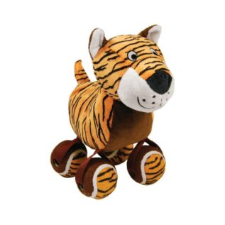 Kong TenniShoes Tennis Ball and Plush Toy, Small Tiger