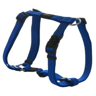 Rogz Utility Large 20mm Fanbelt Dog H-Harness, Blue Reflective