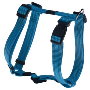 Rogz Utility Large 20mm Fanbelt Dog H-Harness, Turquoise Reflective