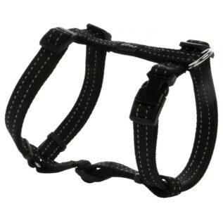 Rogz Utility Medium 16mm Snake Dog H-Harness, Black Reflective