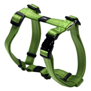 Rogz Utility Medium 16mm Snake Dog H-Harness, Lime Reflective