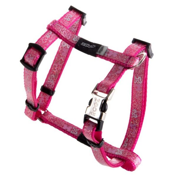 Rogz Lapz 8mm Extra Small Trendy Adjustable Dog H-Harness, Pink Bones