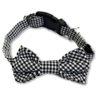 The Dapper Pet Small Black Checkered Bow Tie Dog Collar