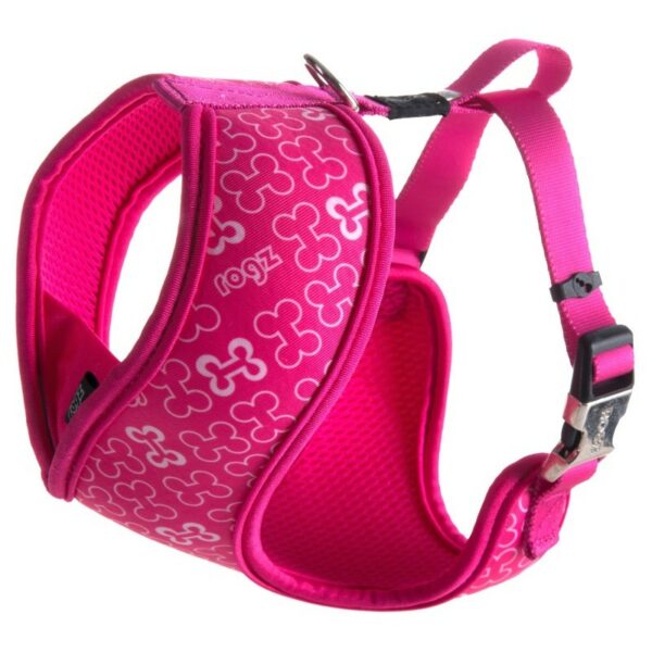 Rogz Lapz Extra Medium 16mm Trendy Wrapz Harness, Pink Bones Design