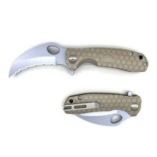 Honey Badger Small Tan Serrated Claw Knife