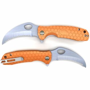 Honey Badger Claw Serrated Folding Knife - Orange/Large