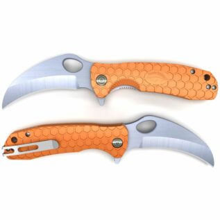 Honey Badger Claw Plain Folding Knife - Orange/Medium