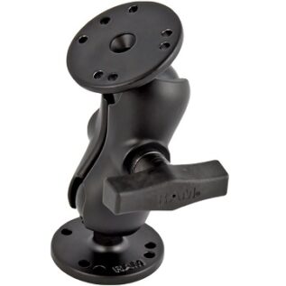 RAM C Size 3.8cm Ball Mount with Short Double Socket Arm & 5cm Round Plate AMPs hole pattern