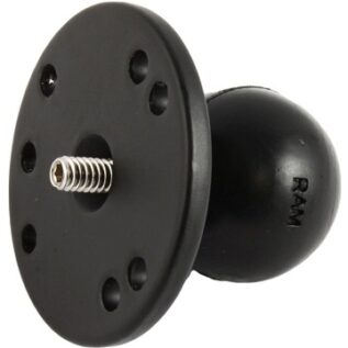 RAM 6.3cm Round Base AMPs Hole Pattern, 3.8cm Ball & 6.3mm-20 Threaded Male Post for Cameras