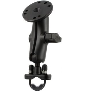 RAM Handlebar Rail Mount with Zinc Coated U-Bolt Base & Round Base Adapter that contains the AMPs Hole Pattern