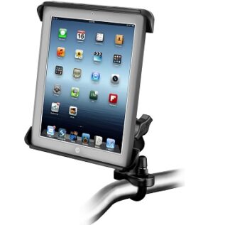 RAM Handlebar or Rail Mount with Tab-Tite Universal Spring Loaded Cradle for the Apple iPad 1-4 With Or Without Light Duty Case