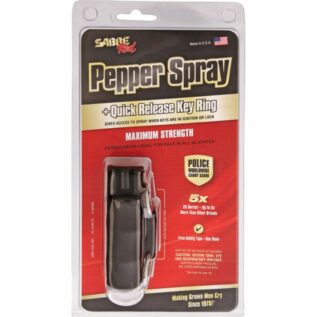 Sabre Compact Black Pepper Spray with Quick Release Keyring Clampack