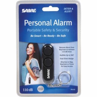Sabre Black Personal Alarm with Keyring Clampack