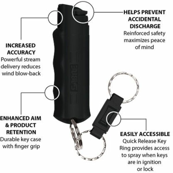 Sabre Campus Safety Pepper Gel With Quick Release Key Ring - Black