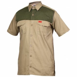 Sniper Africa Adventure Colour Block Short Sleeve Shirt - Khaki/Large