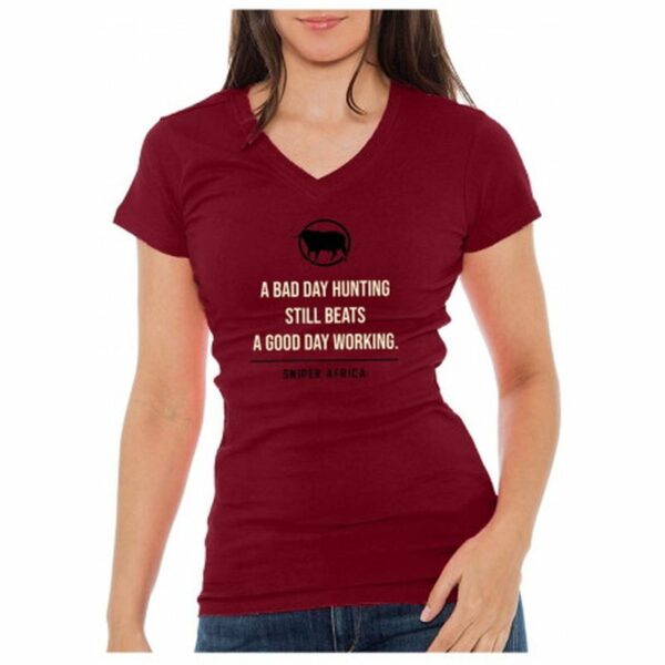 Sniper Africa Bad Day Hunting Ladies T-Shirt - Ox-Blood/3XL