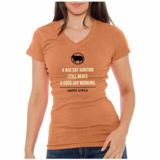 Sniper Africa Bad Day Hunting Ladies T-Shirt - Peach/Small