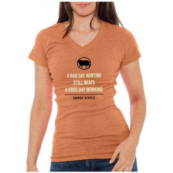 Sniper Africa Bad Day Hunting Ladies T-Shirt - Peach/Large