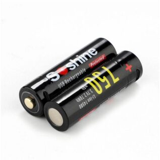 Soshine 3.7V 14500 Protected USB Rechargeable Battery - 750mAh, 2 Pack