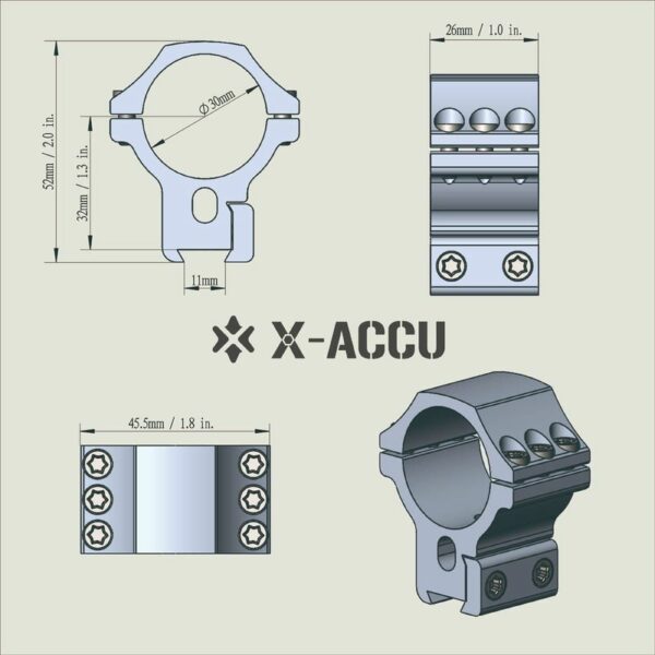 Vector Optics X-ACCU Dovetail Scope Ring - Medium/30mm